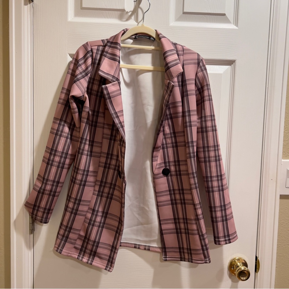 Pretty Little Thing Plaid Pink Women's Blazer